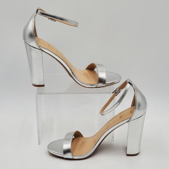 Lulu's Silver Ankle Strap Block Heels - Picture 8 of 16